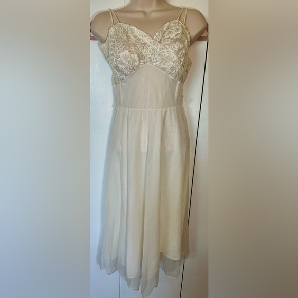 Antique Eyeful By Flaums Bridal Peignoir Sheer Chiffon Overlay English Lace Sz S - Picture 6 of 16